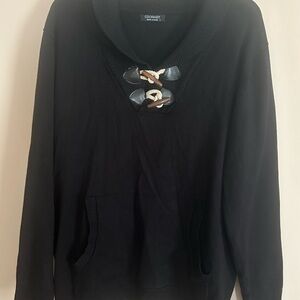 Coofandy Men’s Black Crew Neck Sweater with Toggle Detail